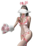 Erotic Bunny Girl Bodycon Skirt Transparent Bodysuit Women Sexy Lingerie Set Garter Sexi Stockings Catsuit Sex Uniform Cosplay