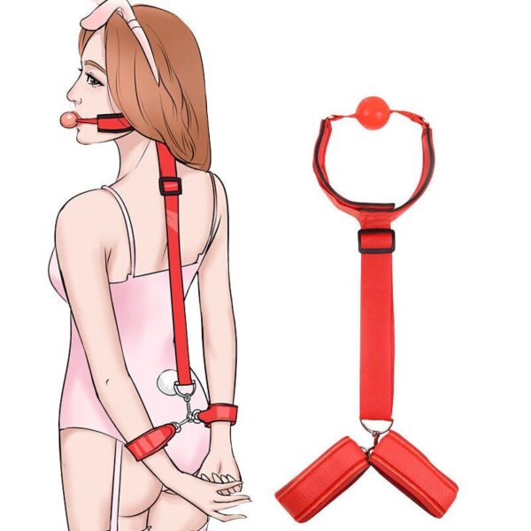 Bondage Restraint Handcuffs With Mouth Plug BDSM Adult Products Fetish Slave Sex Games Erotic Sexy Toys For Woman And Couples - Image 3