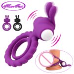 Soft Silicone Dual Vibrating Cock Ring Dick Penis Ring Cockring Adult Sex Toys for Men for Couples Enhancing Harder Erection