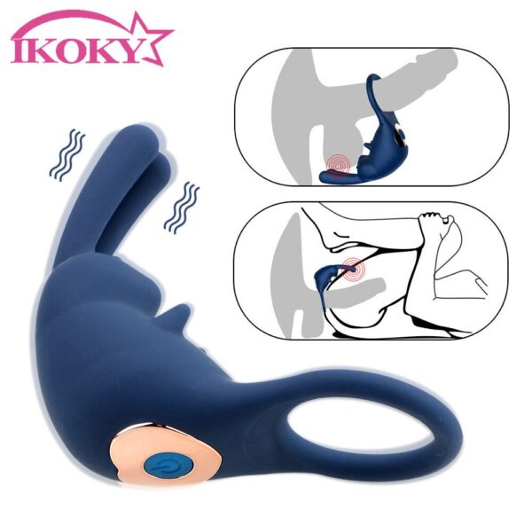 Vibrating Cock Ring Male Delay Ejaculation Clitoris Stimulation 10 Speeds Penis Rings Vibrator Massager Sex Toys for Men Couples