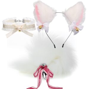 Anal Sex Toys Fox Tail Butt Plug Sexy Plush Cat Ear Headband With Bells Necklace Set Massage Sex toys For Women Couples Cosplay