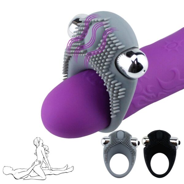 Penis Vibrating Ring Delay Ejaculation Bullet Vibrator Clitoris Massager Adult Sex Toys for Men Male Cock Silicone Rings