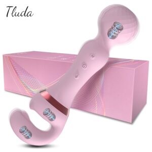 Powerful 2 in 1 AV Vibrator Female Magic Wand Clitoris Stimulator USB Recharge 20 Modes G Spot Massager Sex Toys Dildo for Women