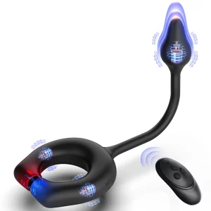 Adjustable Adsorption Cock Ring Vibrator with Anal Plug Penis Ring Masturbator Men Prostate Massager Adult Sex Toys for Couples