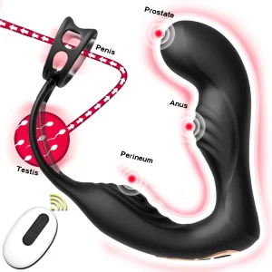 Male Prostate Massage Vibrator Double Ring Anal Plug Vibrator Silicone Delay Ejaculation Male Masturbator Adult Sex Toys for Men