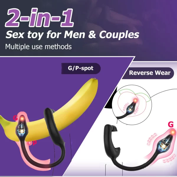 Adjustable Adsorption Cock Ring Vibrator with Anal Plug Penis Ring Masturbator Men Prostate Massager Adult Sex Toys for Couples - Image 3