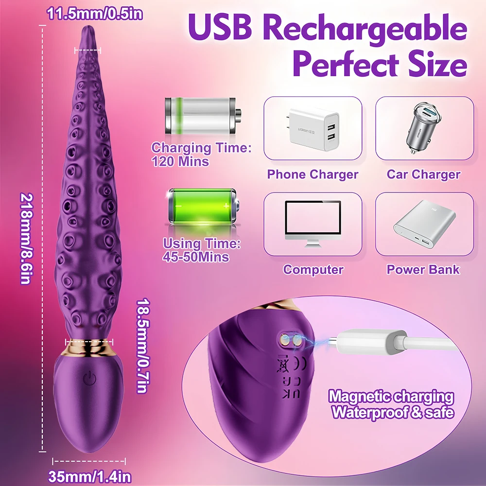 Octopus Tentacle Vibrator Female G Spot Clit Vagina Stimulation 360° Rotation Silicone Dildo Masturbation Sex Toy for Women - Image 7