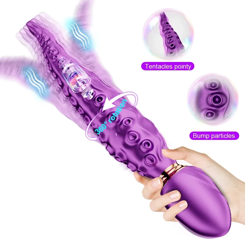 Octopus Tentacle Vibrator Female G Spot Clit Vagina Stimulation 360° Rotation Silicone Dildo Masturbation Sex Toy for Women